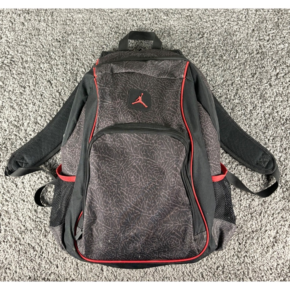 Jordan Elephant Print Backpack Black Red Jumpman Laptop Bag Gym School Travel